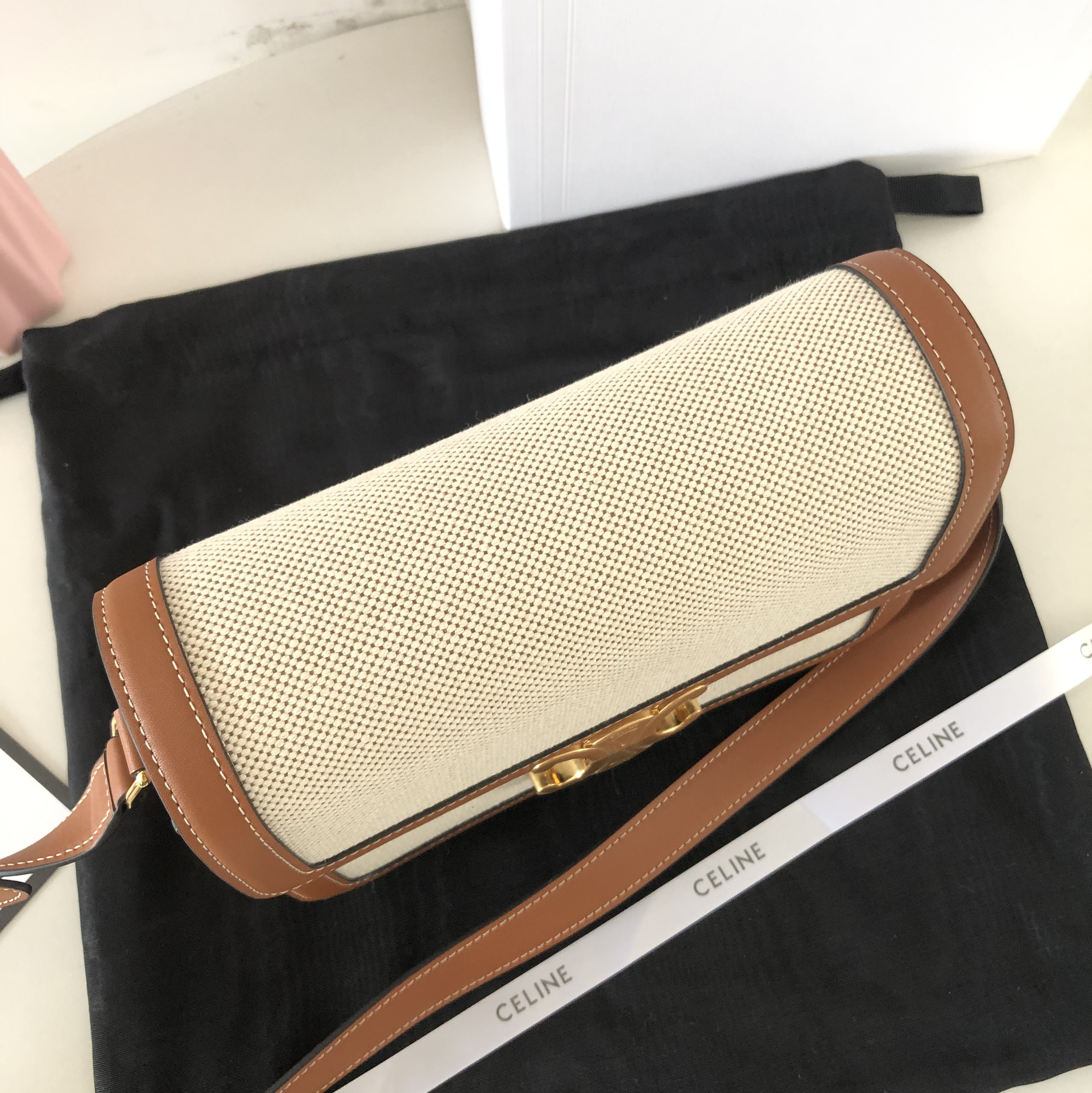 셀린느 틴 트리오페 자수 미디엄 NATURAL 숄더백